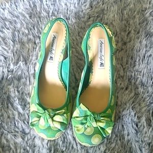 American Eagle Green Espadrilles Wedge
